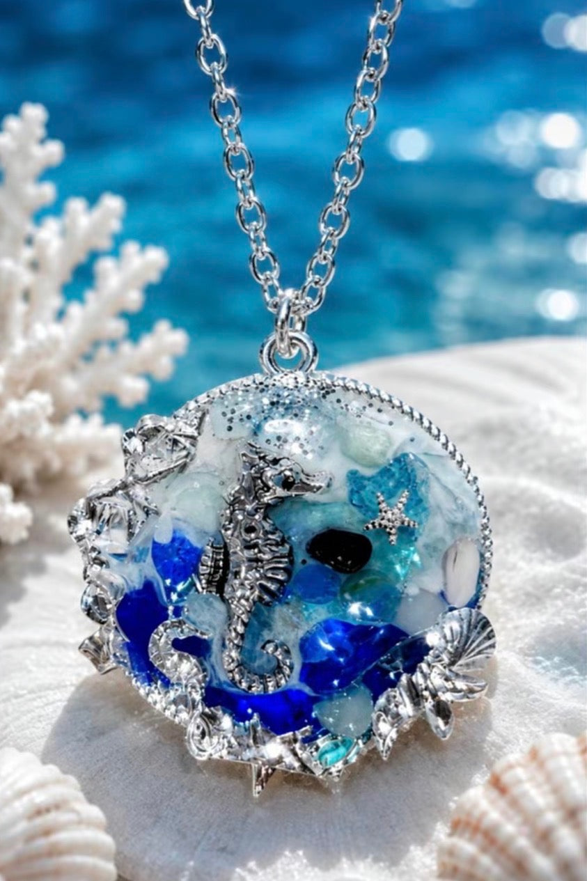 Sparkling Ocean Seahorse Pendant
