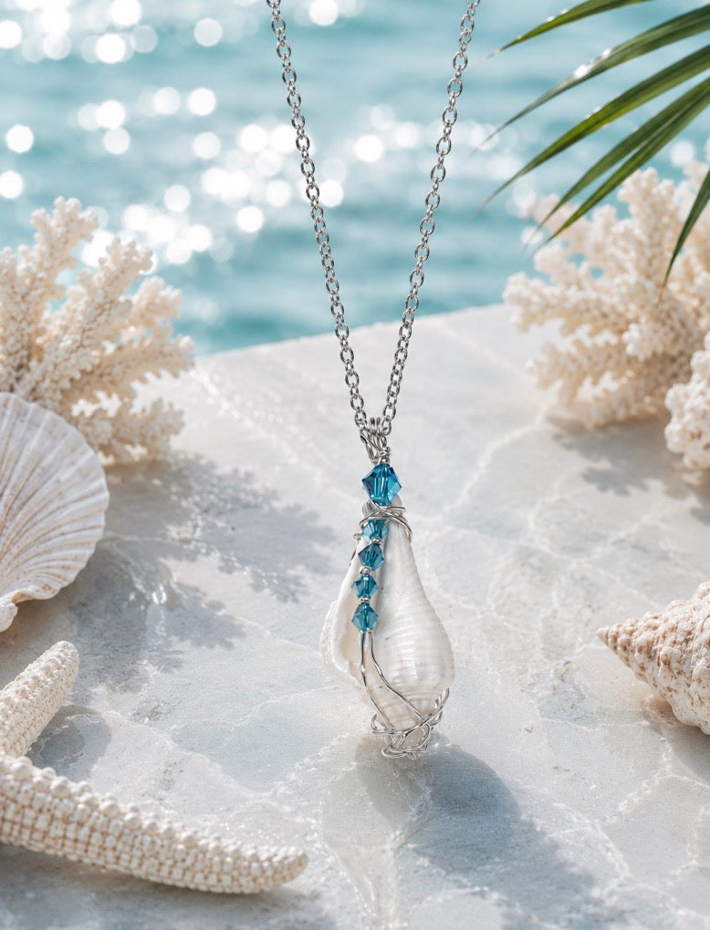 Caribbean Crystal Shell Necklace 🐚💎
