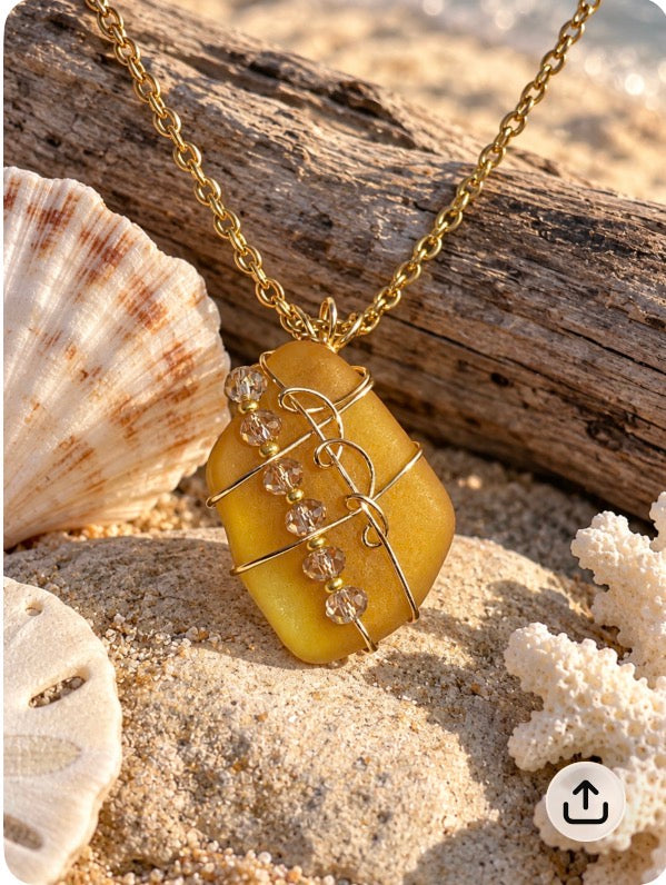 Golden Shore Sea Glass Necklace