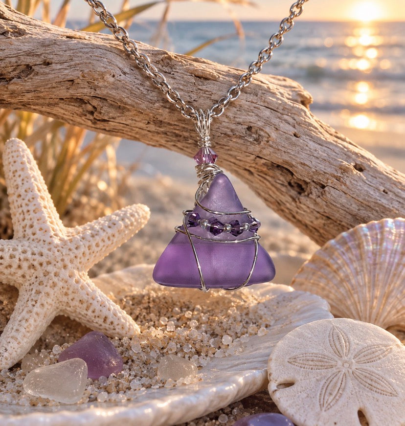 Purple Tide Sea Glass Necklace