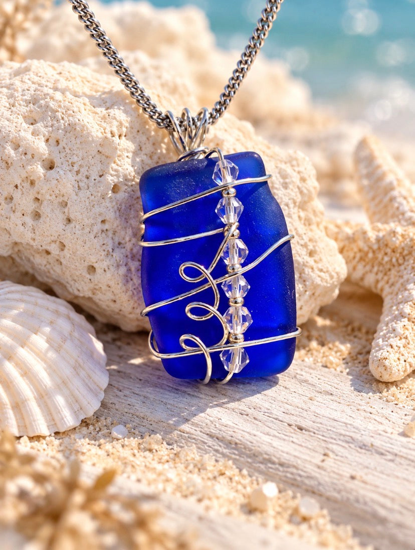 Cobalt Cove Sea Glass Necklace