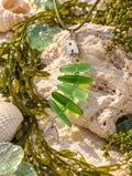Coastal Bonefish blue and green sea glass necklace