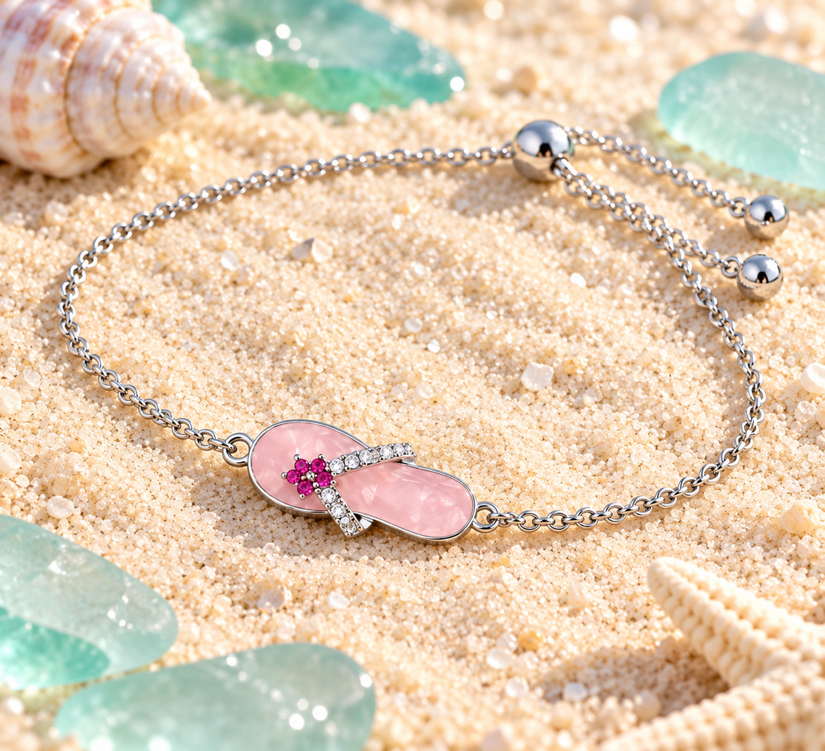 Pink Flip Flop Charm Branklet product close-up