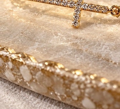 Golden Faith Cross Branklet worn by model