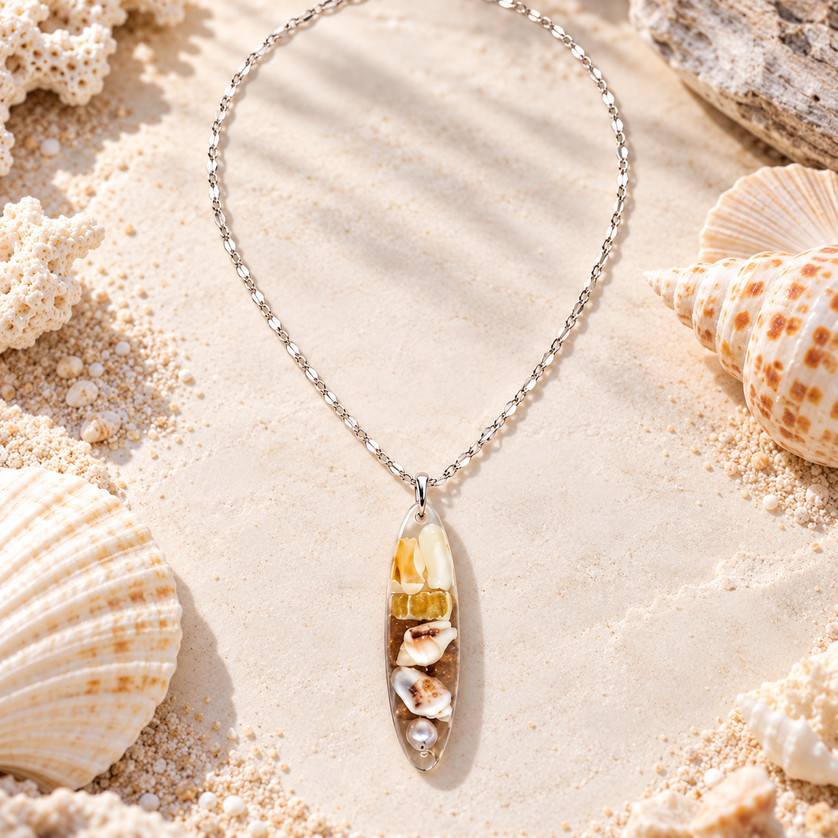 Golden Shore Shell Pendant Necklace