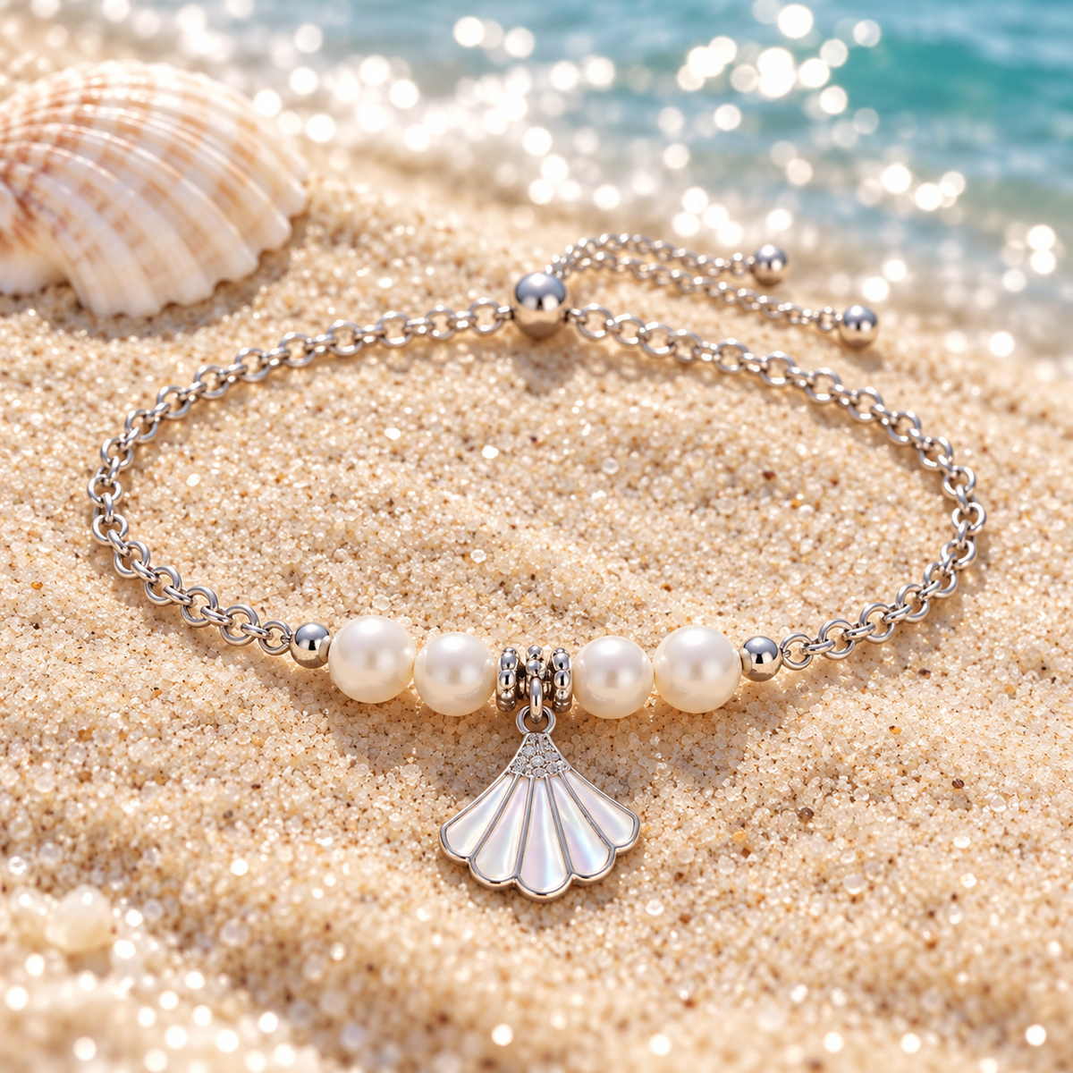 Mother-of-Pearl Shell Charm Branklet product close-up