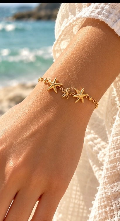Golden Starfish Trio Branklet close-up worn by model