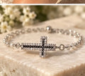 Silver Sparkle Cross Branklet product close-up