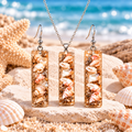 Matching Shell & Sand Necklace and Earring Set