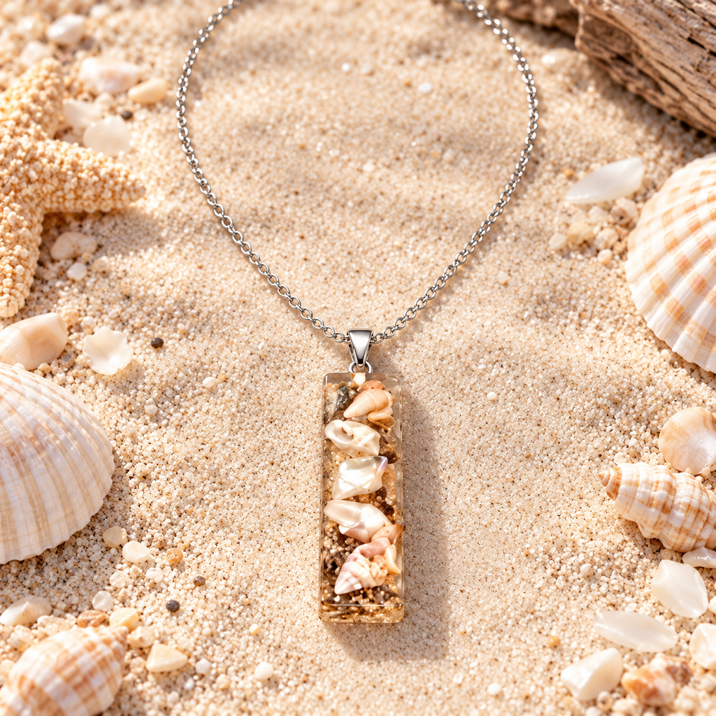 Shell & Sand Pendant Necklace